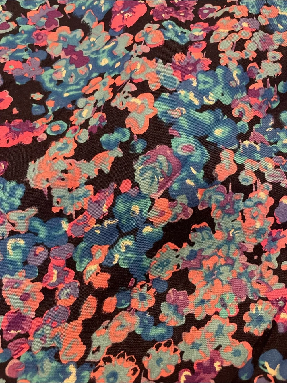 Boden Floral Midi Skirt in Black, Pink & Blue 16L silk blend